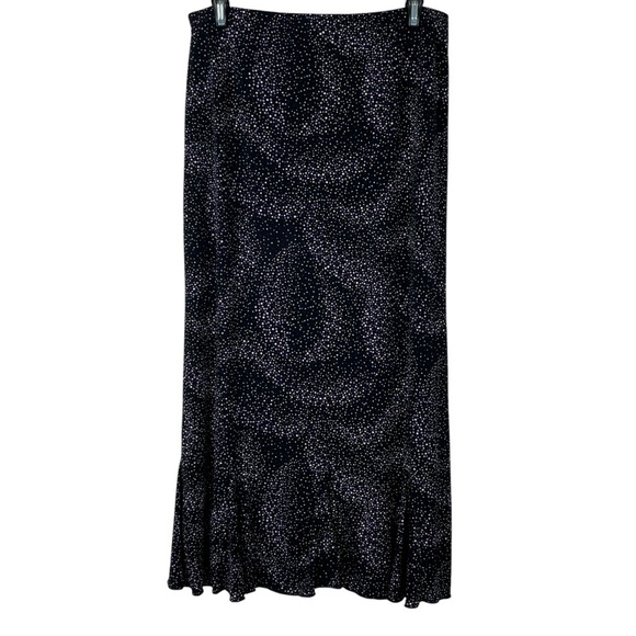 Per Seption Concept Black Stretch Midi Skirt with Purple & White Polka Dots Med. - Picture 2 of 9